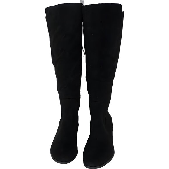 Black Suede Knee-High Women's Boots - Picture 5 of 8